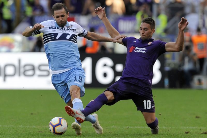 Marko Pjaca (right) in action for Fiorentina against Lazio