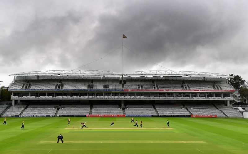 The Lord&#039;s Stadium, England, under typical London clouds