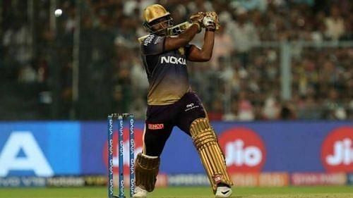 Andre Russell in action for KKR during IPL 2019