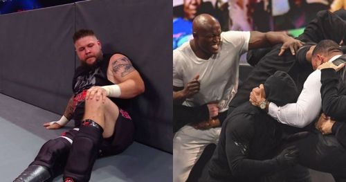 Kevin Owens, The Hurt Business brawling with RETRIBUTION.