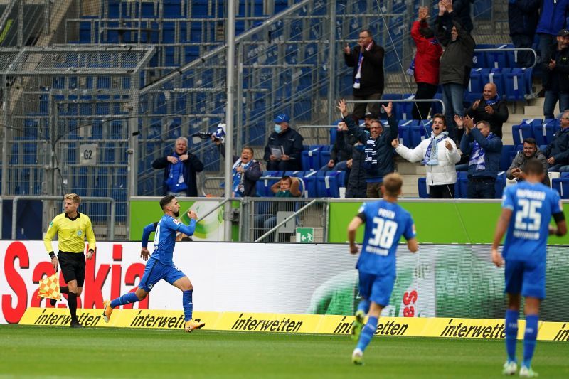 Munas Dabbur of TSG 1899 Hoffenheim celebrates after scoring his team&#039;s second goal