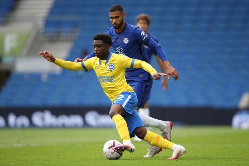 Lamptey in action against his former club Chelsea