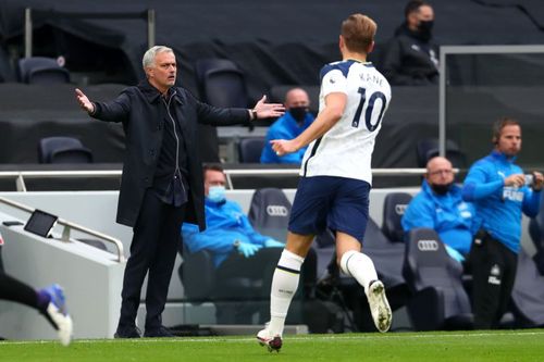 Tottenham Hotspur manager Jose Mourinho and Harry Kane