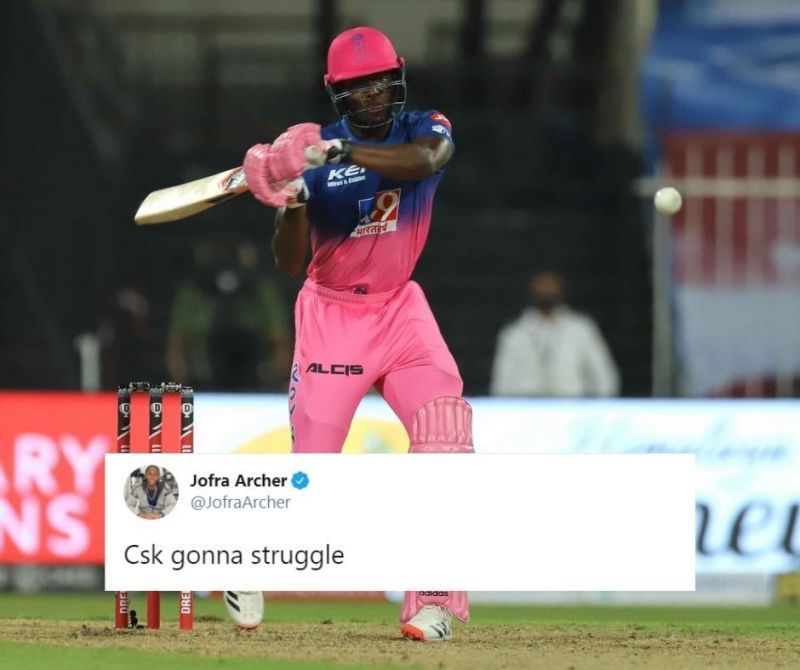 Jofra Archer was in explosive touch with the bat tonight for the Rajasthan Royals
