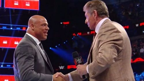 Kurt Angle with the WWE Chairman Vince McMahon