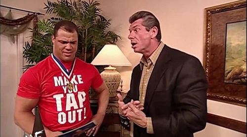 Kurt Angle and Vince McMahon were wrestling on a plane