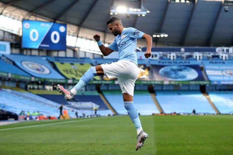 Mahrez scored City&#039;s first goal against Leicester City.