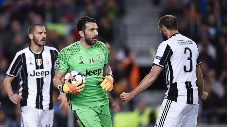 Leonardo Bonucci, Gianluigi Buffon and Giorgio Chiellini (from left to right) have won 29 Serie A titles between them