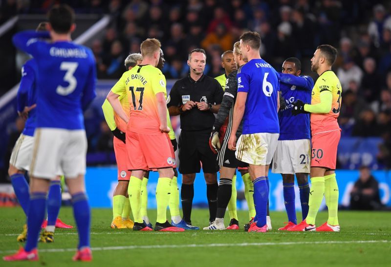 Leicester City and Manchester City in an encounter during the 2019/20 campaign