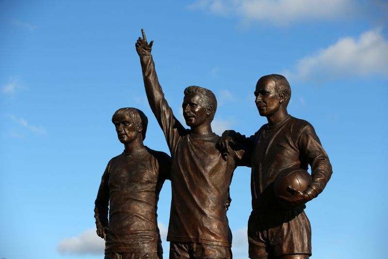 The Holy Trinity statue featuring Bobby Charlton.