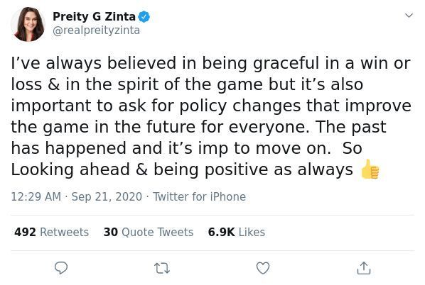 Preity Zinta also stated that it was time to move on from the incident.