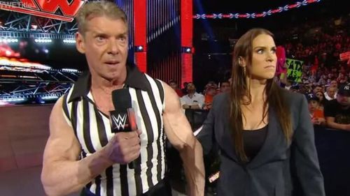 Vince McMahon with Stephanie McMahon<p>