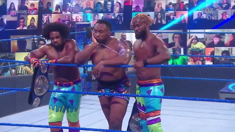 The New Day after being split up by the WWE Draft