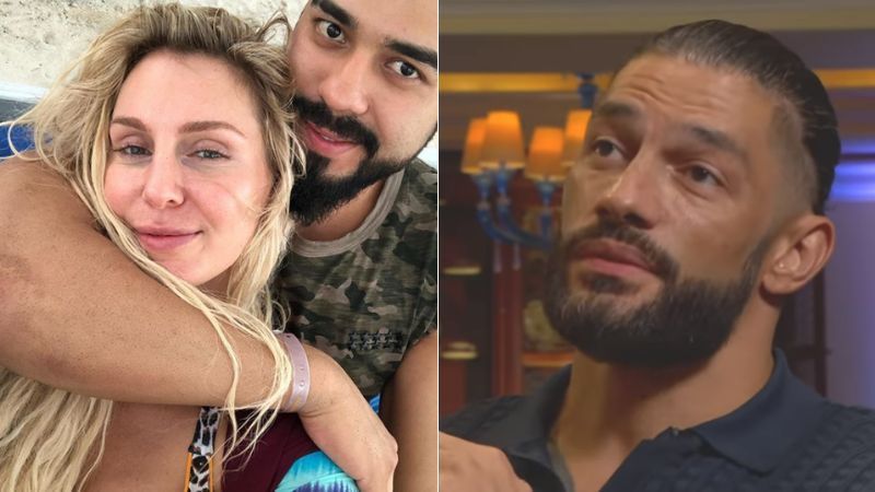 Charlotte Flair and Andrade (left); Roman Reigns (right)