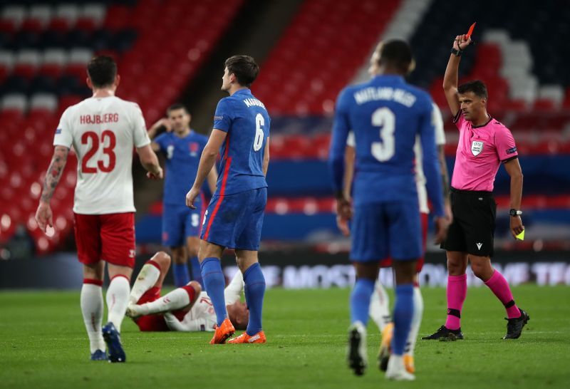 &lt;a href=&#039;https://www.sportskeeda.com/player/harry-maguire&#039; target=&#039;_blank&#039; rel=&#039;noopener noreferrer&#039;&gt;Maguire&lt;/a&gt;&#039;s torrid start to the season does not seem to be getting better as he was sent off against Denmark