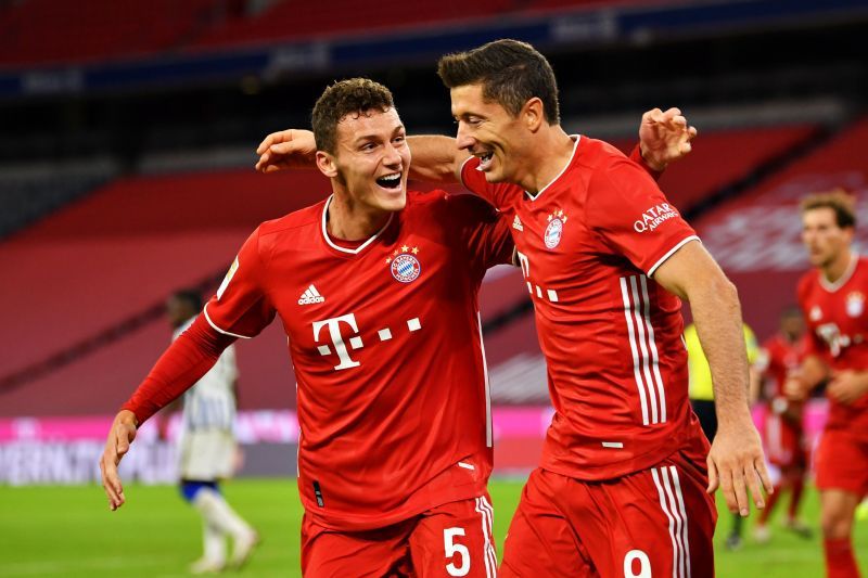 Robert Lewandowski celebrates after scoring a goal