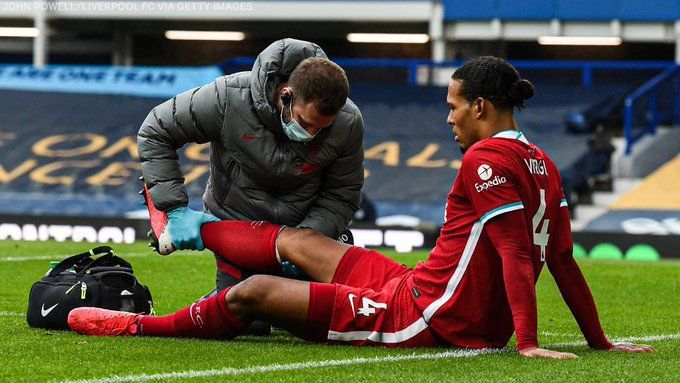 Van Dijk suffered an ACL injury after a tackle from Jordan Pickford