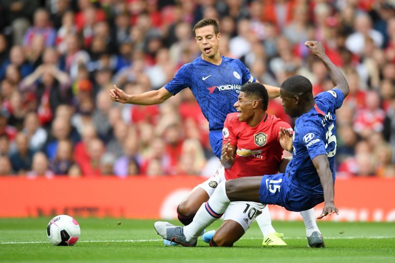 Kurt Zouma fouled Marcus Rashford and conceded a penalty when the two sides met in August last year