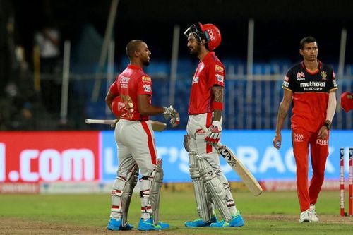 KL Rahul and the last-ball six by Nicholas Pooran helped KXIP beat RCB by 8 wickets (Credits: IPLT20.com)