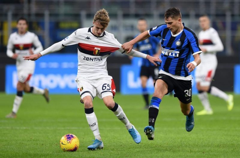 Nicolo Rovella (left) in action for Genoa