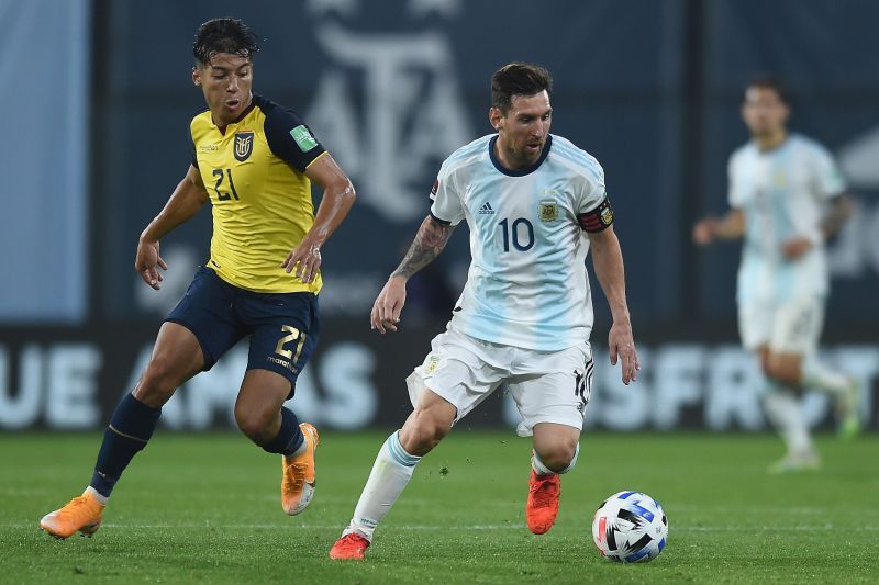 Lionel Messi in action against Ecuador