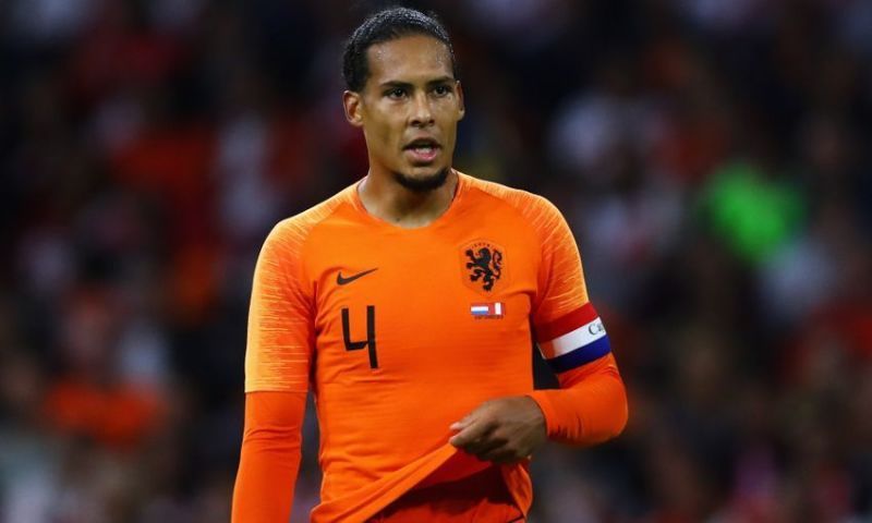 The Netherlands' Virgil Van Dijk won the physical battles against Bosnia Herzegovina attackers