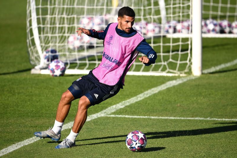 Houssem Aouar in Lyon training ahead of Champions League semi-final against Bayern Munich.