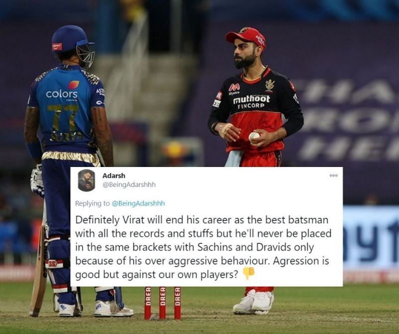 Virat Kohi and Suryakumar Yadav exchanged stares at the end of the 13th over