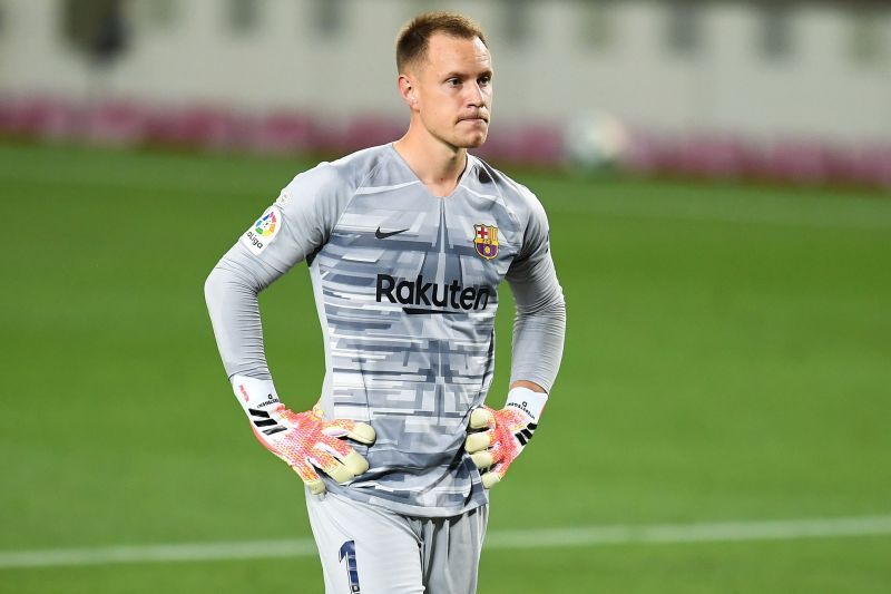 Marc-Andre Ter Stegen is missing from the Barcelona team as he recovers after a knee surgery.