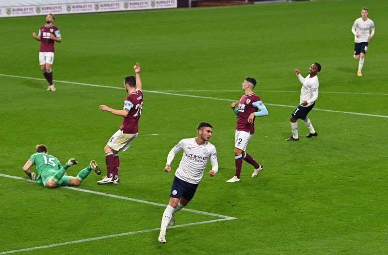 New signing Ferran Torres celebrates after scoring a goal