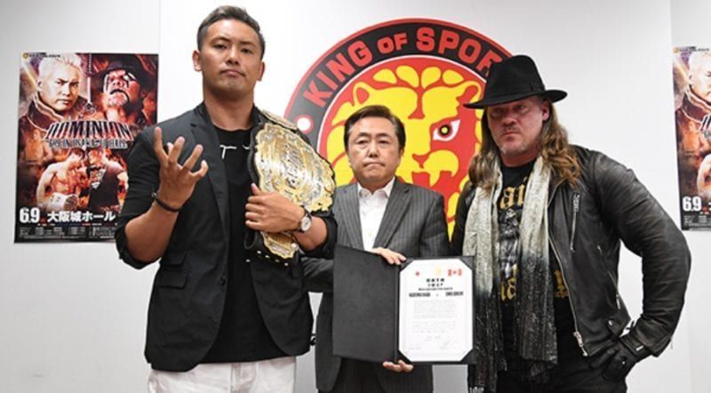 IWGP Heavyweight Champion Kazuchika Okada and Chris Jericho