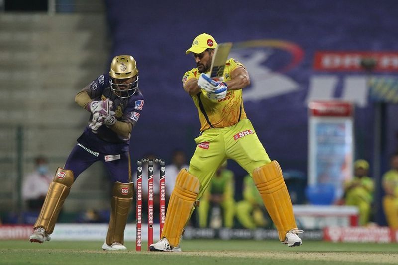 MS Dhoni in action for CSK against KKR (Image Credits: IPLT20.com)