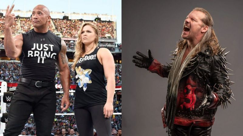 The Rock, Ronda Rousey, and Chris Jericho