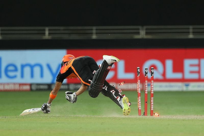 Manish Pandey misjudged a single to ensure two of SRH&#039;s top three were out cheaply. [PC: iplt20.com]