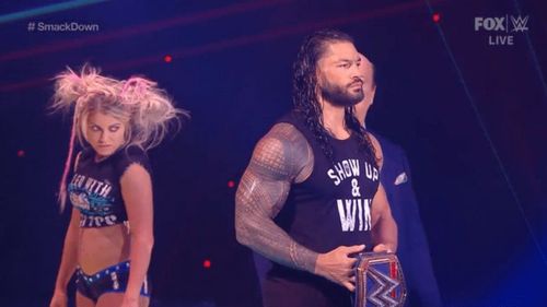 Alexa Bliss and Roman Reigns on WWE SmackDown