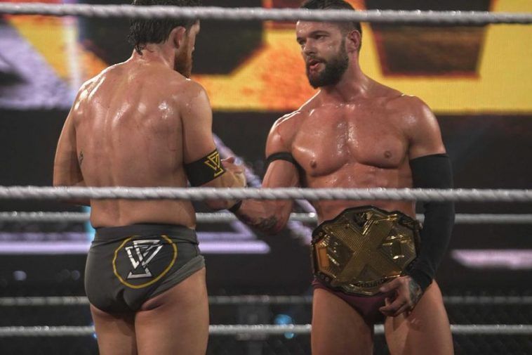 Balor and O'Reilly with a show of sportsmanship following their match at NXT TakeOver: 31