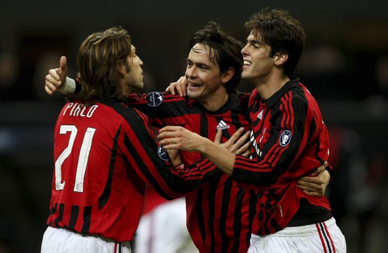 Pirlo (left) and Kaka (right) during their time together at AC Milan