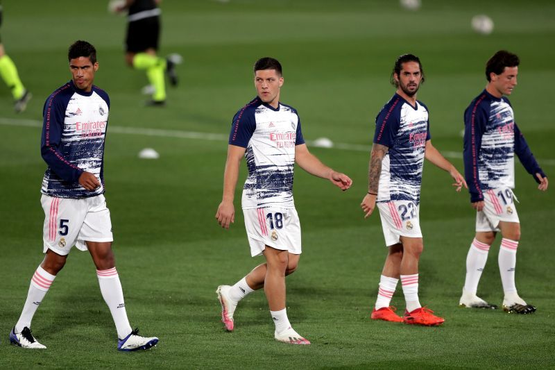 Real Madrid players warming up before the game.