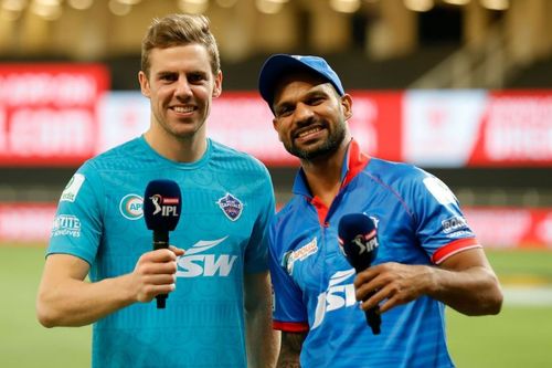 Shikhar Dhawan and Anrich Nortje helped DC move atop the IPL 2020 points table (Credits: IPLT20.com)