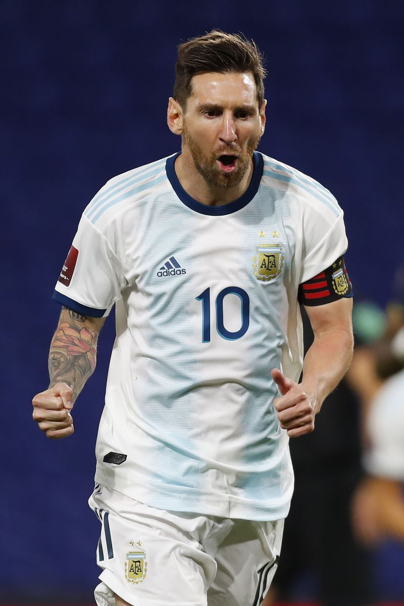 Lionel Messi rejoices after scoring for Argentina