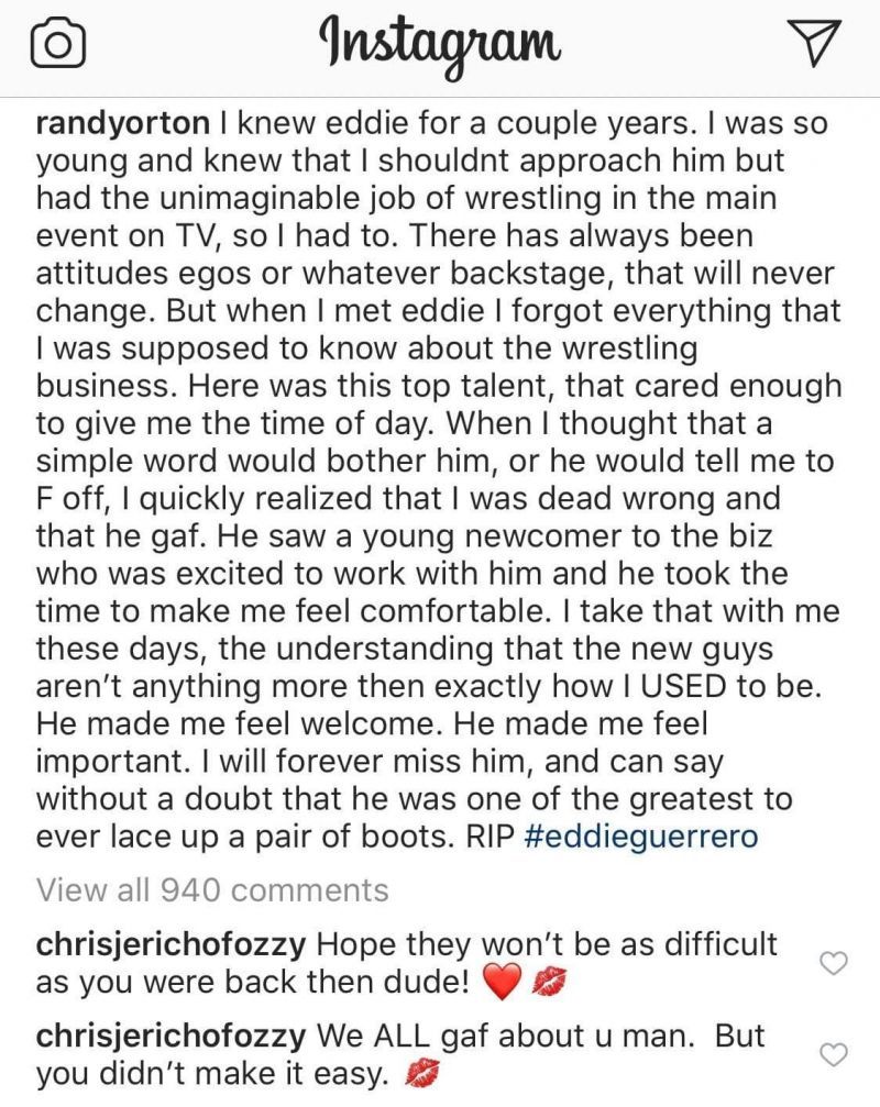 Chris Jericho's response to Randy Orton's post