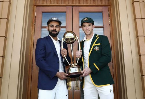 Virat Kohli and Tim Paine with the Border-Gavaskar Trophy in 2018