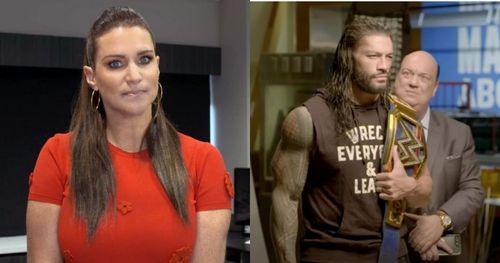 Stephanie McMahon, Roman Reigns, and Paul Heyman.