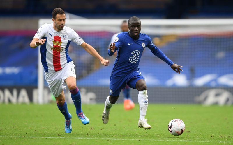 N&#039;Golo Kante (right) in action against Crystal Palace