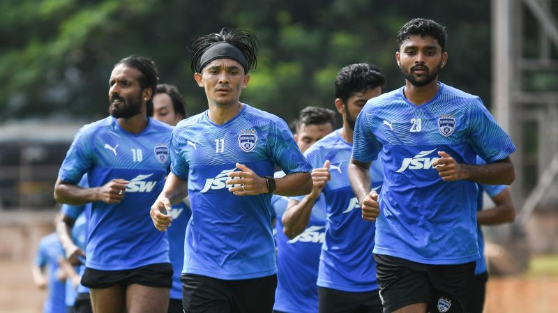 Sunil Chhetri and Co sweating it out at Bellary. Image Credits: Bengaluru FC