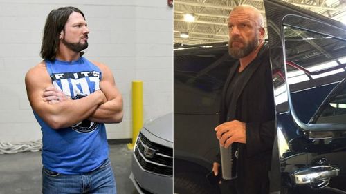 AJ Styles (left); Triple H (right)