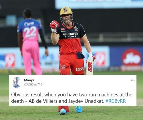 AB de Villiers' blistering fifty took RCB to a thrilling win