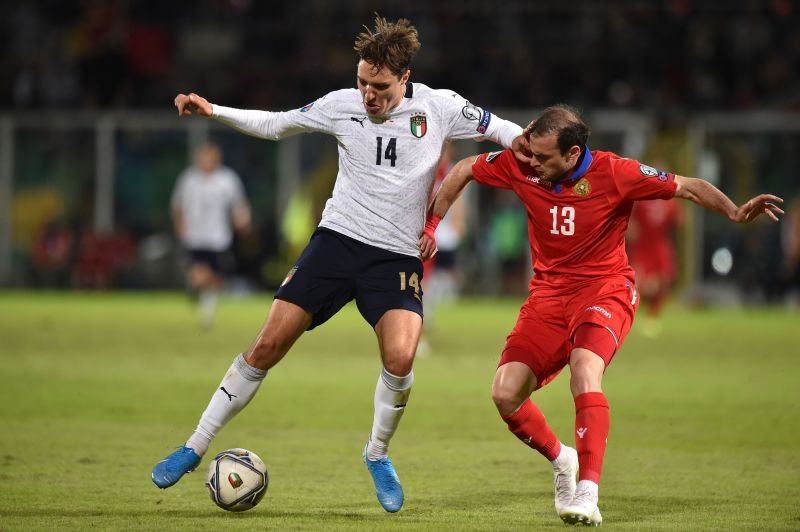 Federico Chiesa (left) of Italy