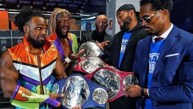 The Street Profits traded the red titles for the blue ones of SmackDown.