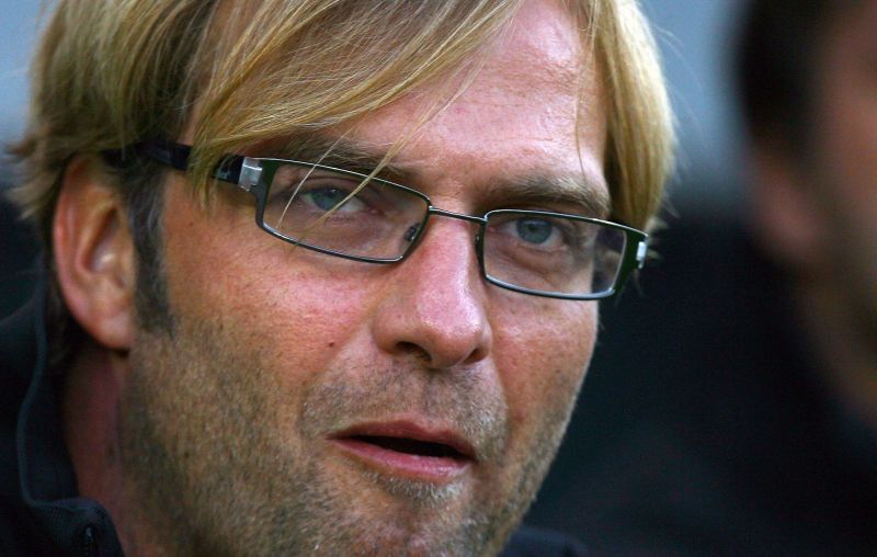 Jurgen Klopp looks on as the Borussia Dortmund manager.
